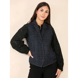 Women's Tweed Check Waistcoat Blue Suit