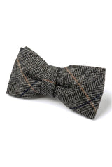 Albert - Men's Grey Herringbone Tweed Check Bow Tie