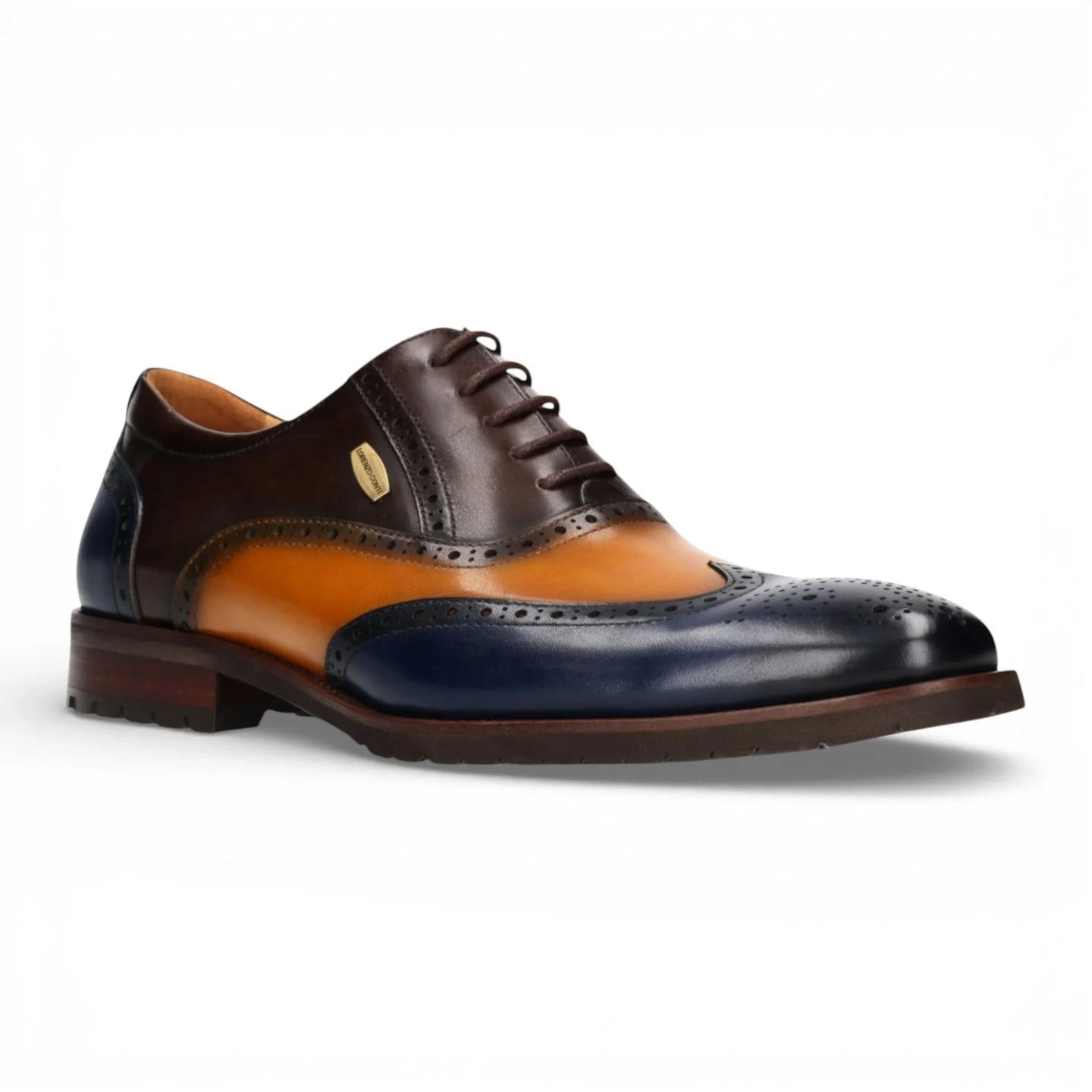 Antonin 01 - Men's Blue Brown Leather Oxford Shoes