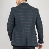 Archer - Men's Navy Checked Herringbone Tweed Blazer