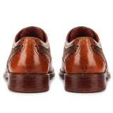 Arlo - Men's Tan Leather Tweed Brogue Shoes