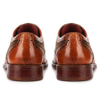 Arlo - Men's Tan Leather Tweed Brogue Shoes