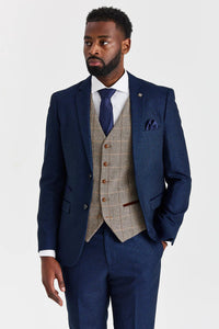 Arthur Navy Suit with Harris Brown Contrasting Tweed Waistcoat