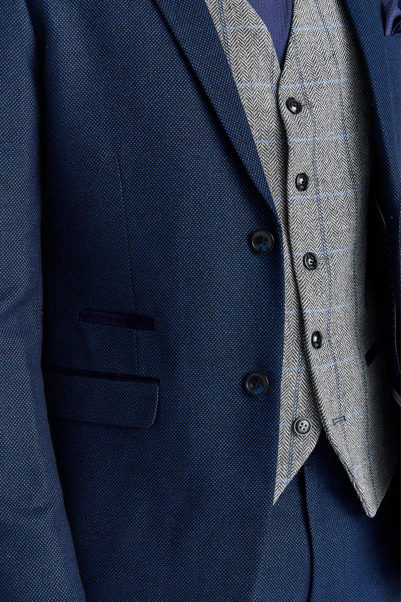 Arthur Navy Suit with Harris Grey Contrasting Tweed Waistcoat