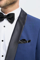 Aspen - Men's Blue Shawl Collar Tuxedo Blazer