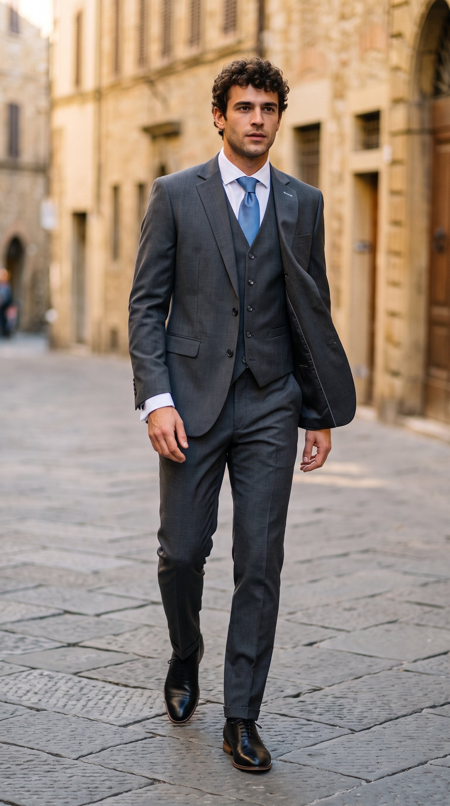 Look #824 styled with Bond - Men's Charcoal 3 Piece Tailored Fit Suit
