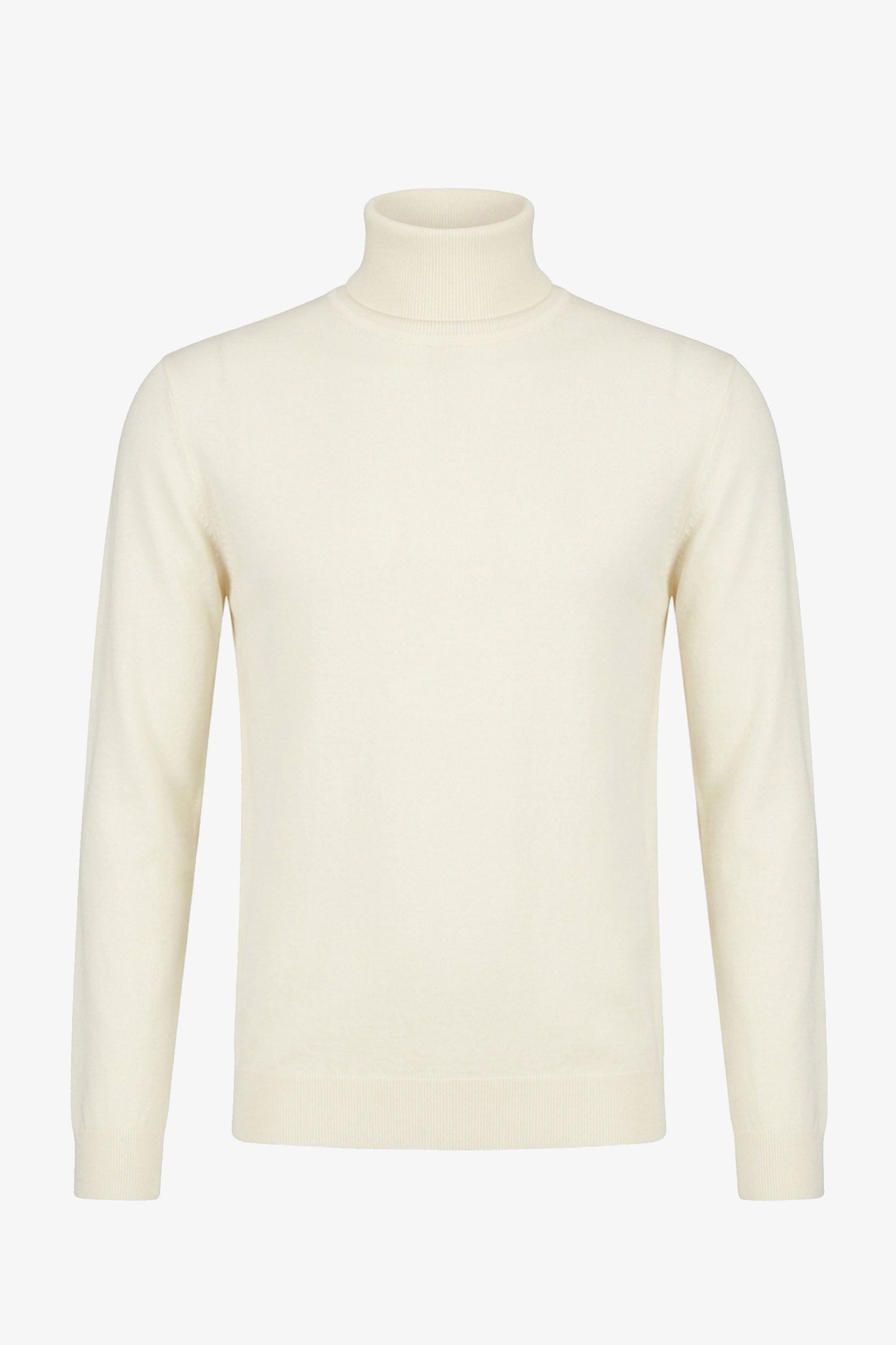 Men’s Cream Turtleneck Sweater Soft Viscose Blend Long Sleeve Knit Pullover