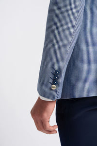 Baresi Men's 3-Piece Grey and Navy Contrasting Classic Summer Check Suit