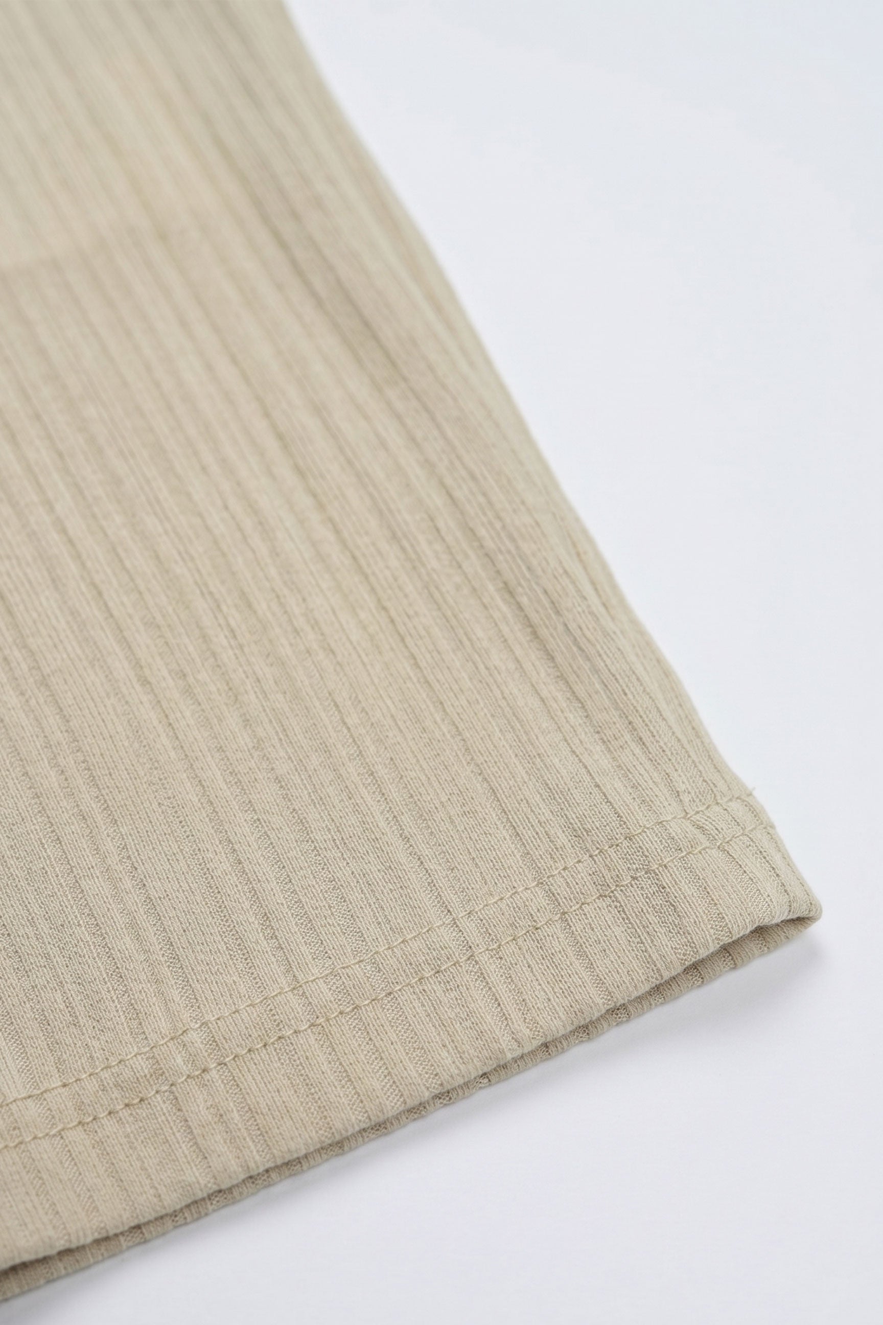 Beige Ribbed Classic TShirt for Men