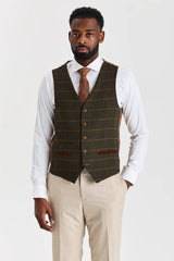 Belmont Beige Suit with Harris Green Tweed Waistcoat