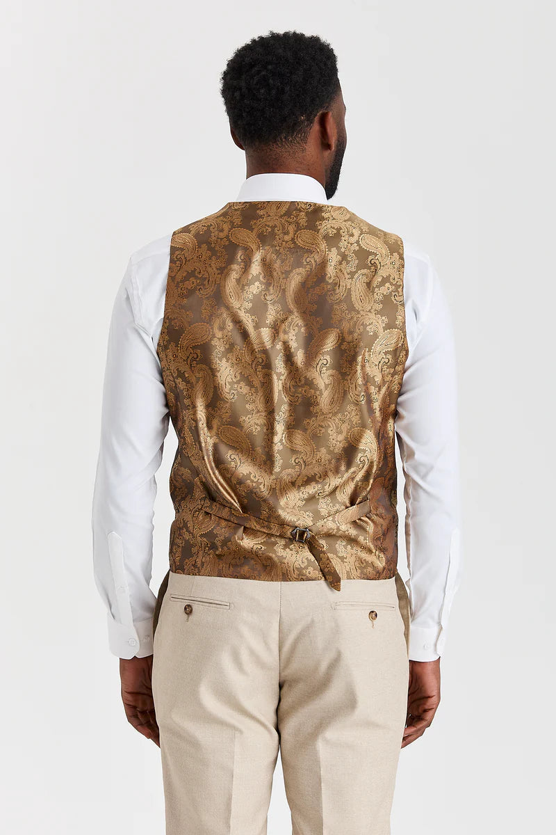 Belmont Beige Suit with Harris Green Tweed Waistcoat