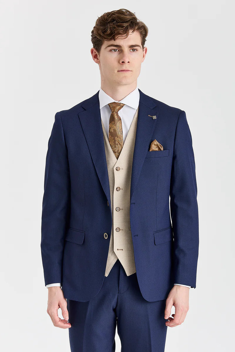 Belmont Navy Suit with Belmont Beige Contrasting Waistcoat