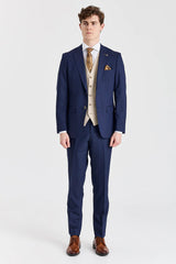 Belmont Navy Suit with Belmont Beige Contrasting Waistcoat