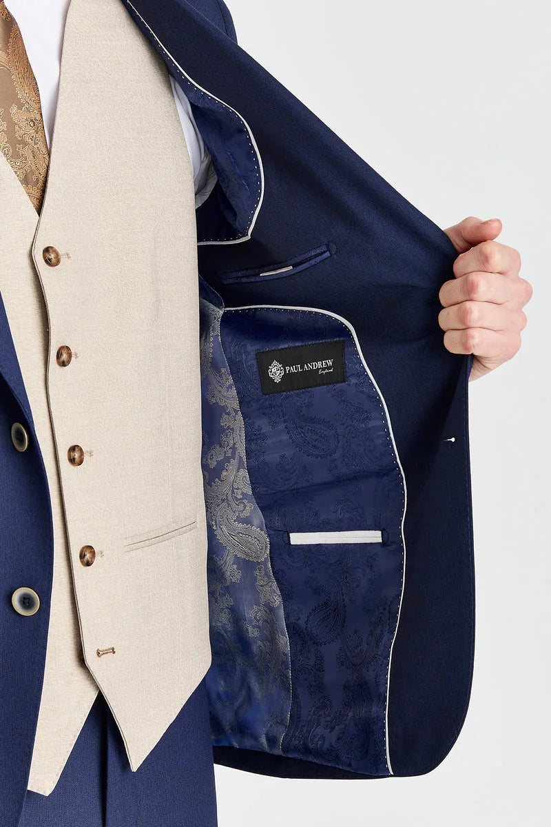 Belmont Navy Suit with Belmont Beige Contrasting Waistcoat