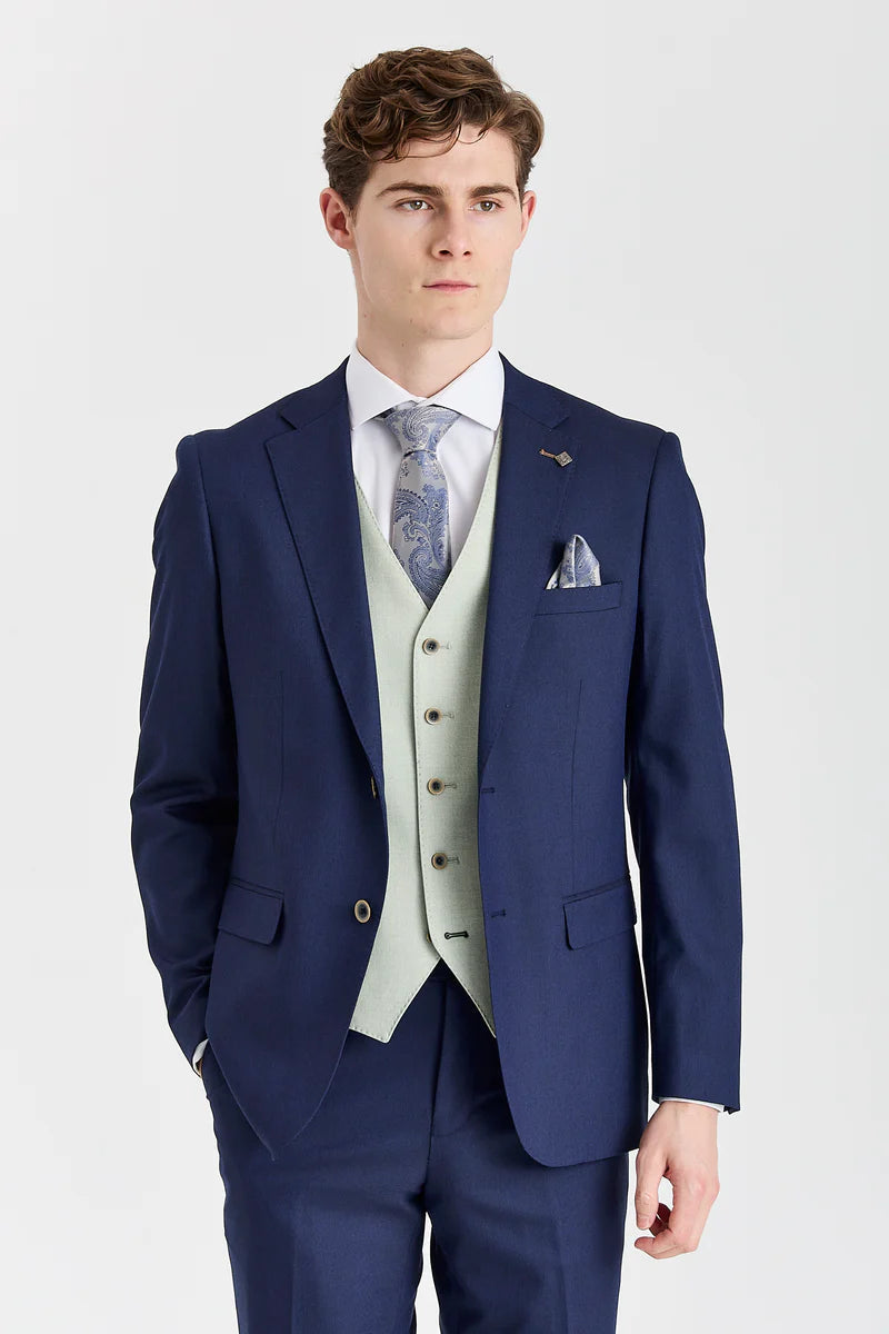 Belmont Navy Suit with Belmont Sage Contrasting Waistcoat