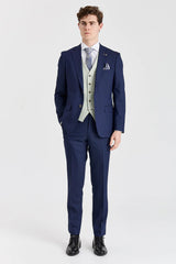 Belmont Navy Suit with Belmont Sage Contrasting Waistcoat