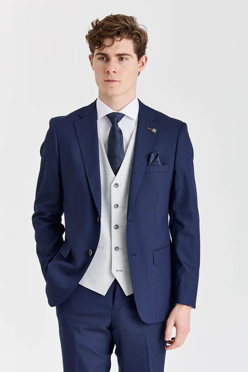 Belmont Navy Suit with Belmont Silver Contrasting Waistcoat
