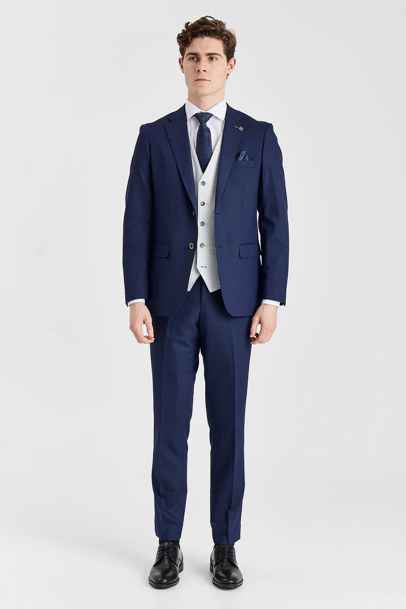 Belmont Navy Suit with Belmont Silver Contrasting Waistcoat