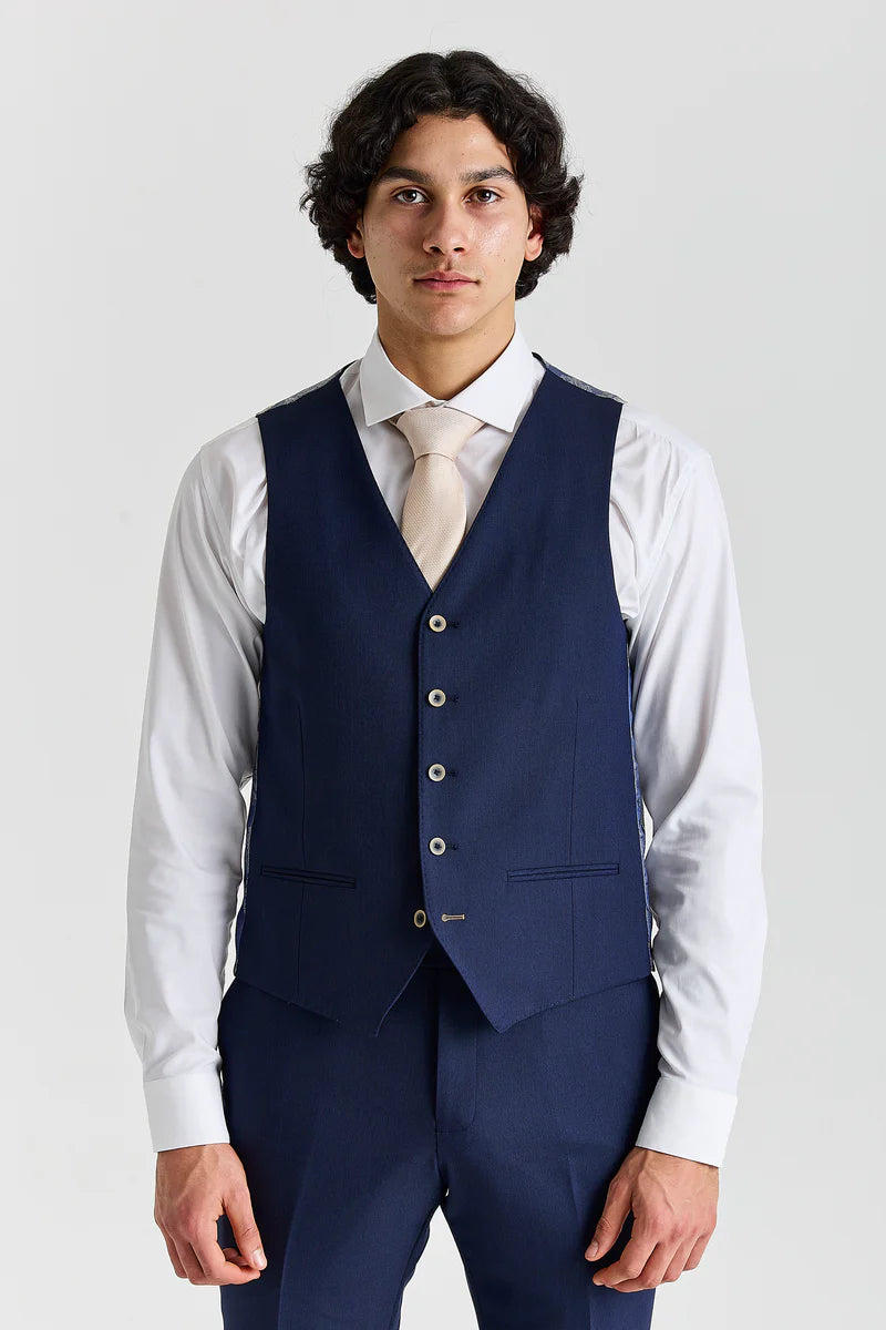 Belmont - Navy Tailored Fit Waistcoat for Men