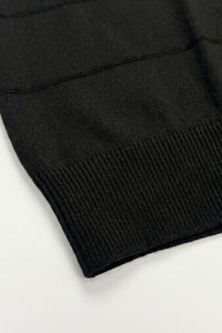 Black Textured Knitted T-Shirt for Men