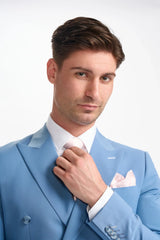 Bond - Men's Sky Blue 2 Piece Double Breasted Suit
