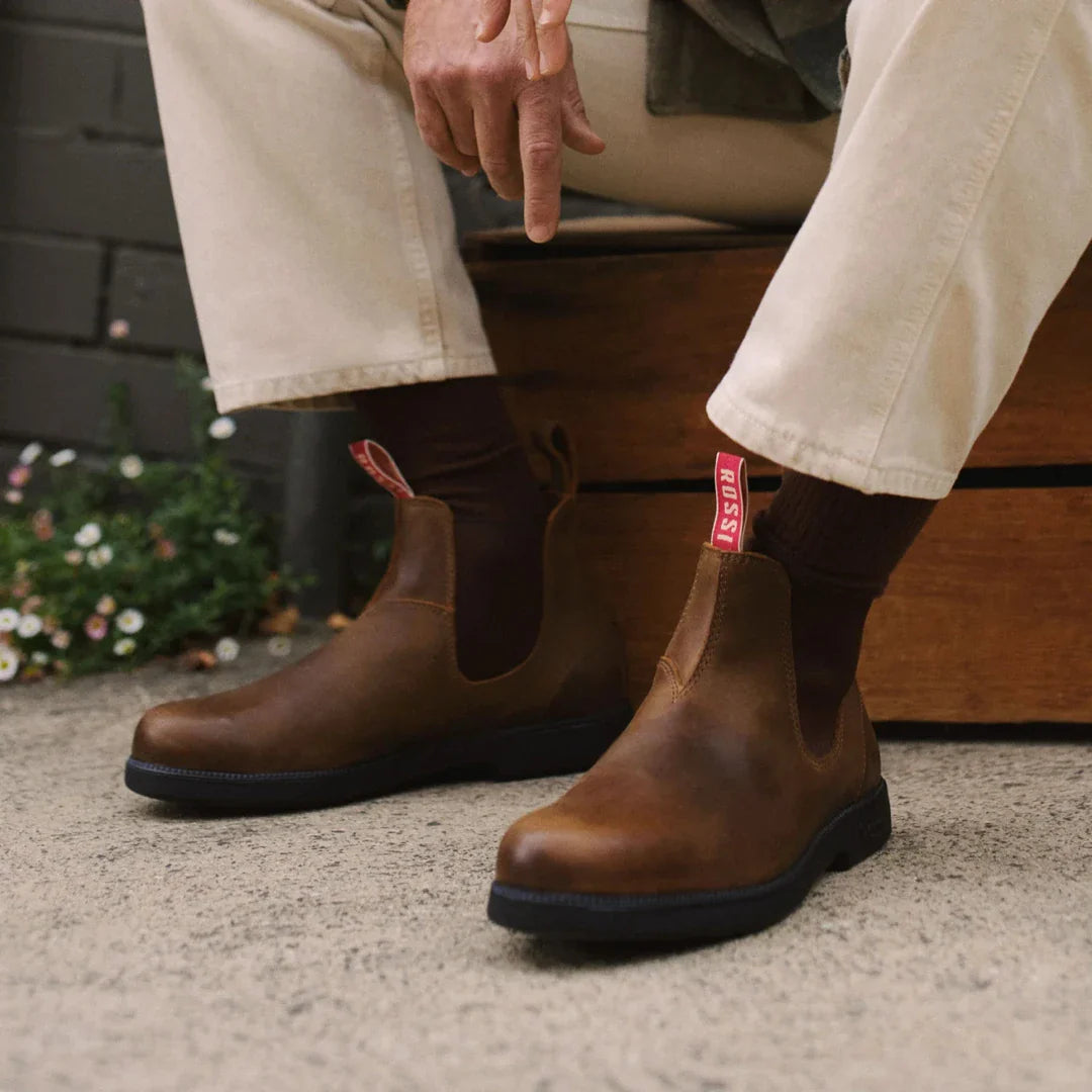 Booma 607 - Tan Brown Leather Chelsea Boots