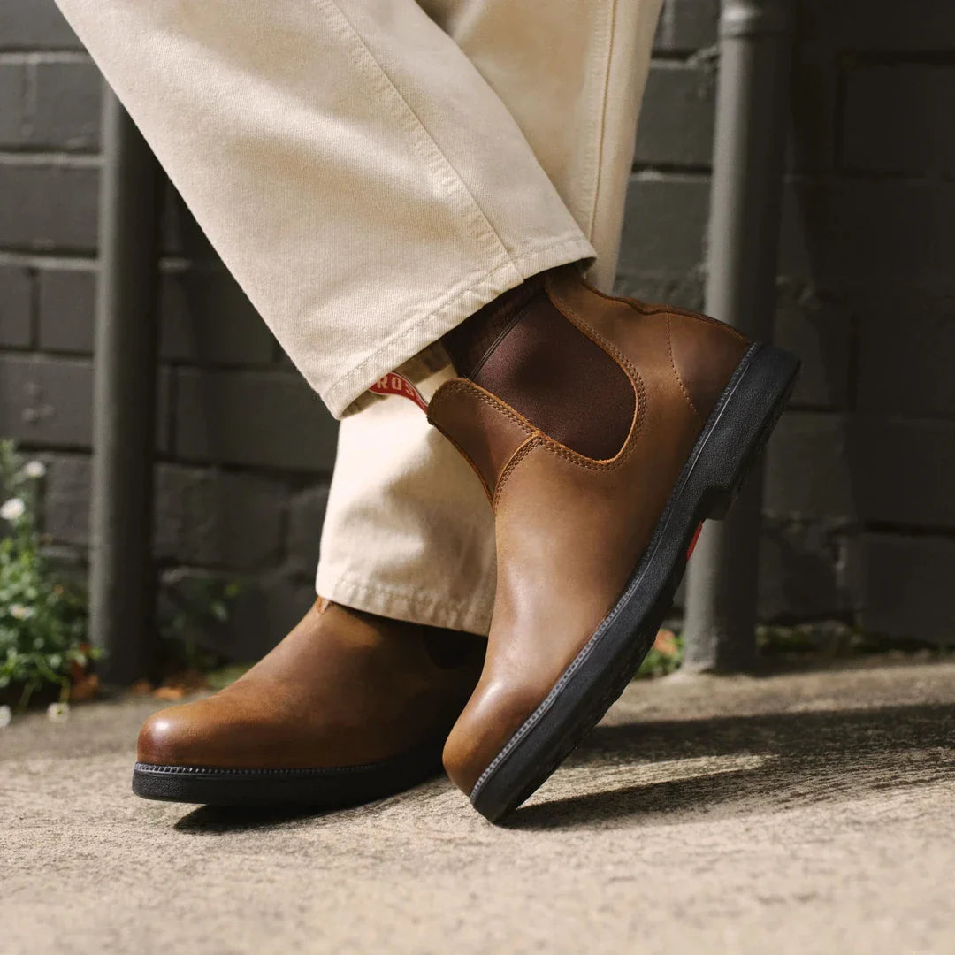Booma 607 - Tan Brown Leather Chelsea Boots
