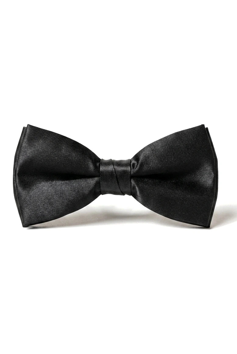 Bow Tie Black Satin Clip On Men's Boys Unisex Tuxedo Shirt