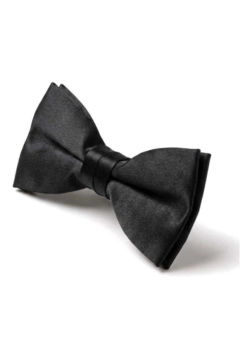 Bow Tie Black Satin Clip On Men's Boys Unisex Tuxedo Shirt