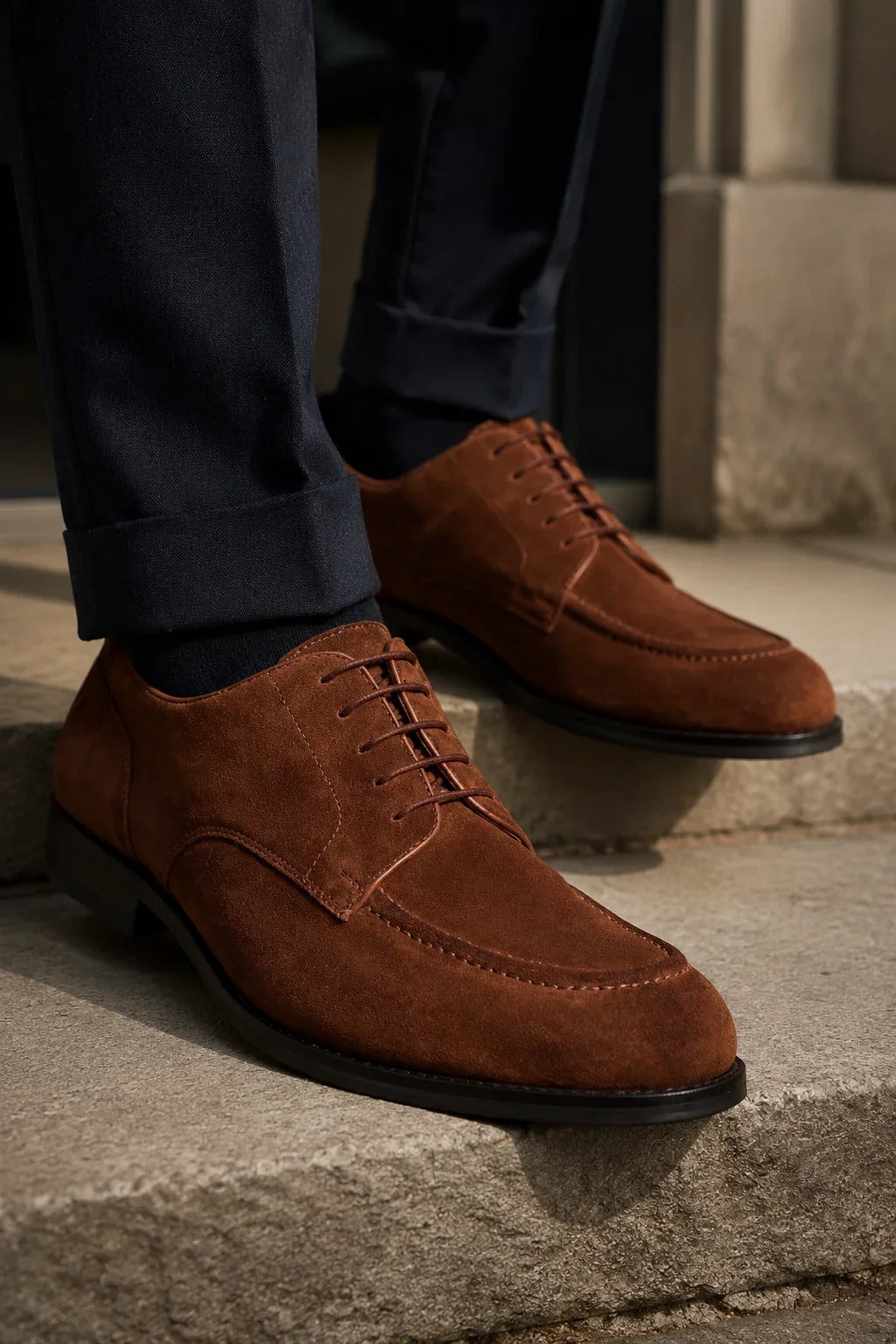 Brera - Men's Brown Suede Classic Lace-Up Derby Shoes