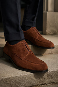 Brera - Men's Brown Suede Classic Lace-Up Derby Shoes
