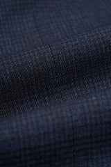 Men's Sky Blue Check 3-Piece Suit with Contrasting Navy Trousers