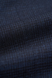 Men's Sky Blue Check 3-Piece Suit with Contrasting Navy Trousers