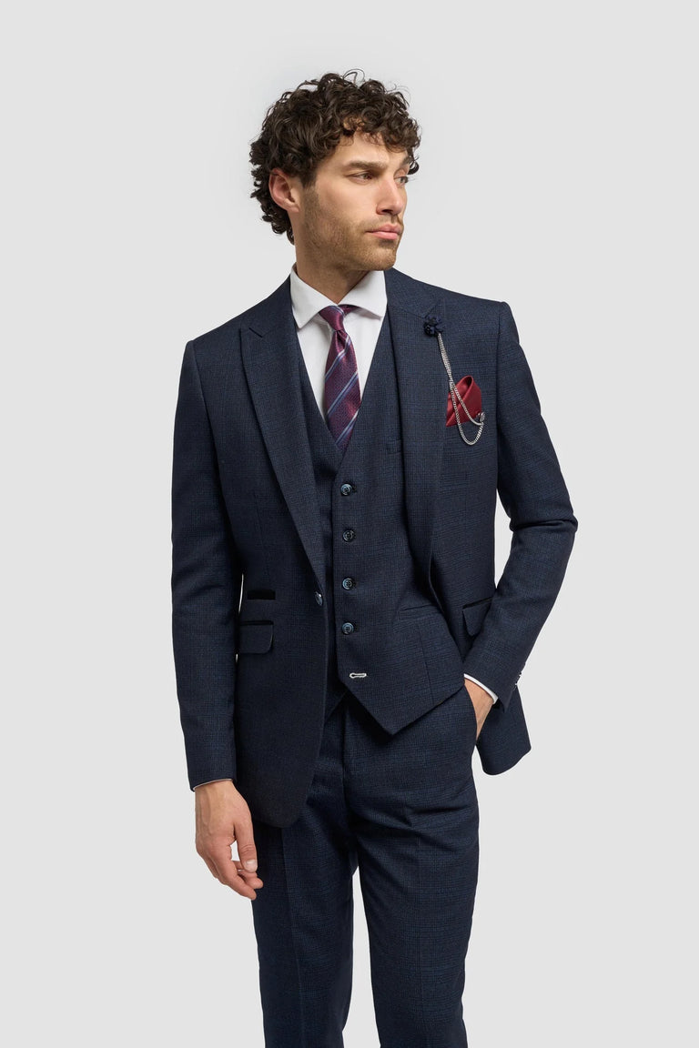 Caridi - Men's Tweed Navy Blue Blazer