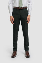 Caridi - Men's Olive Green Tweed Trousers