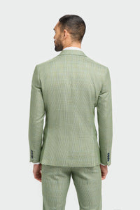 Caridi - Men's Sage Green Checked Tailored Fit Blazer