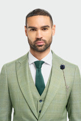 Caridi - Men's Sage Green Checked Tailored Fit Blazer