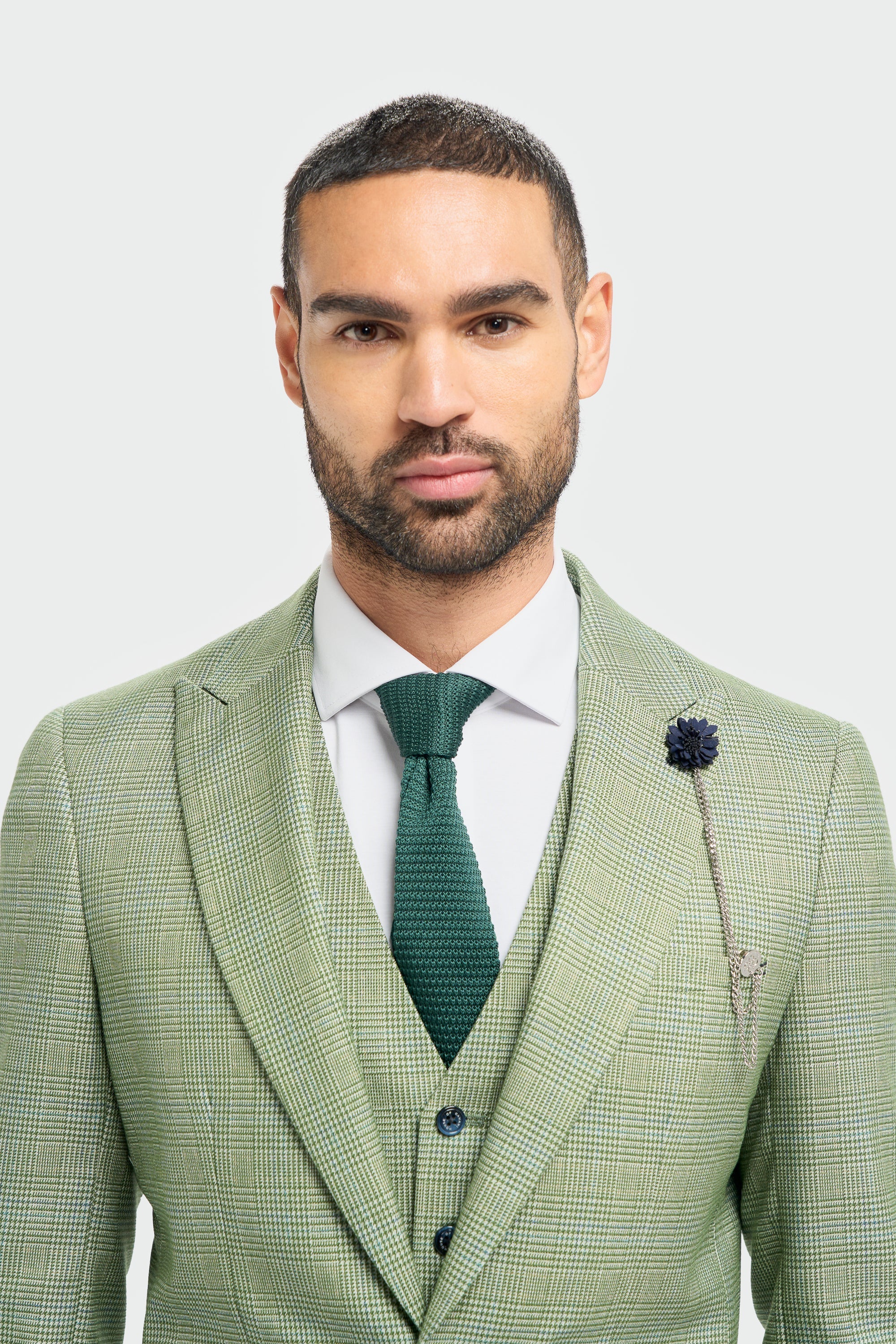 Caridi - Men's Sage Green Checked Tailored Fit Blazer