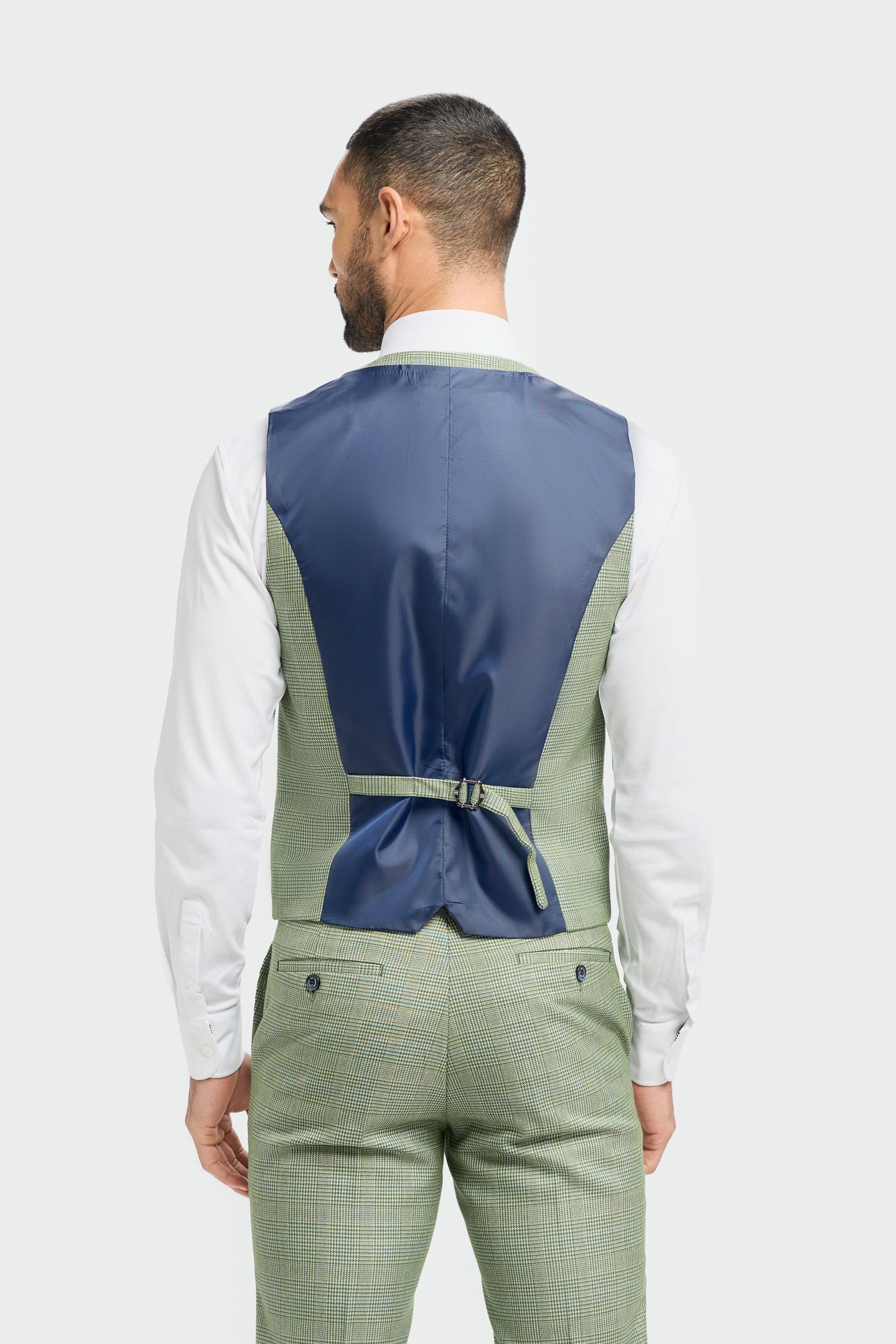 Caridi - Men's Sage Green Checked Waistcoat