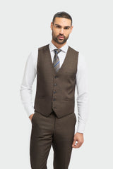 Mens 3 Piece Check Suit Tweed Black Brown Tailored Fit Wedding Peaky Classic
