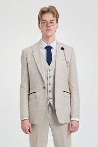 Mens Cream 3 Piece Wedding Suit - Cavani Caridi