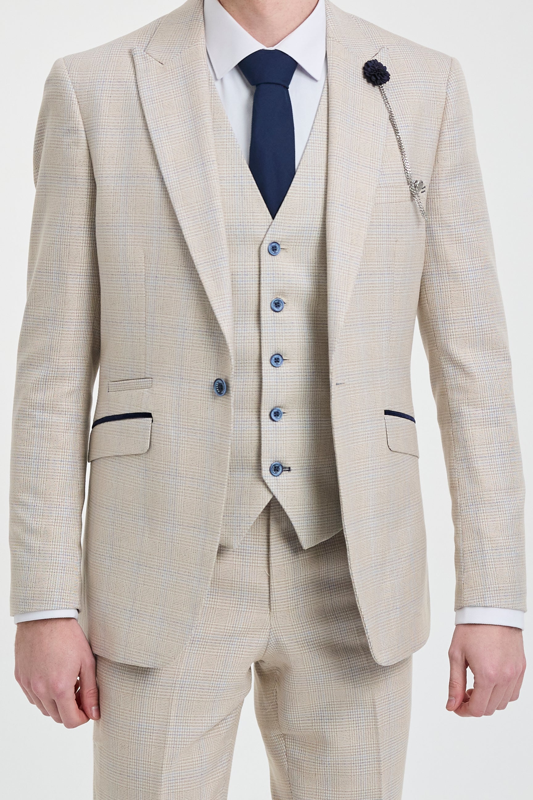 Mens Cream 3 Piece Wedding Suit - Cavani Caridi