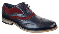 Mens Real Leather & Suede Laced Gatsby Brouges Smart Casual Designer Retro Shoes