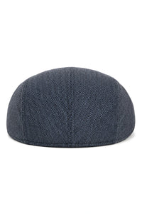 Cavani Martez Hat - Mens Grandad Hat Navy Blue Flat Cap Herringbone Vintage Retro Del Boy Classic Gatsby Peaky Blinders