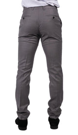 Mens Light Grey Trousers Classic Stitch Wedding Summer Prom Classic Grooms