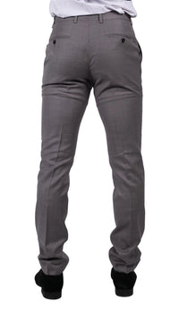 Mens Light Grey Trousers Classic Stitch Wedding Summer Prom Classic Grooms