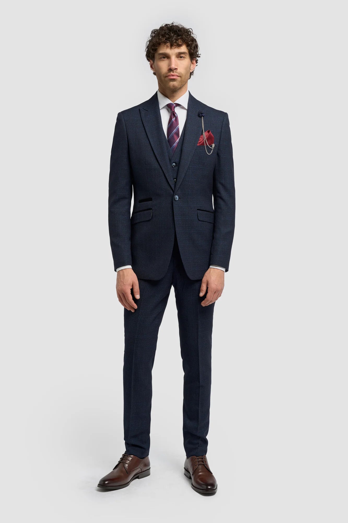 Cavani Connall - Men's Navy-Blue Check Vintage Suit