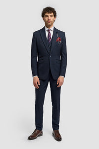Cavani Connall - Men's Navy-Blue Check Vintage Suit