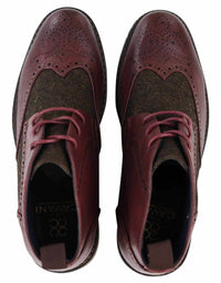 Mens Leather & Tweed Laced Ankle Boots