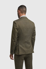 Men's Olive Green 3 Piece Herringbone Tweed Suit